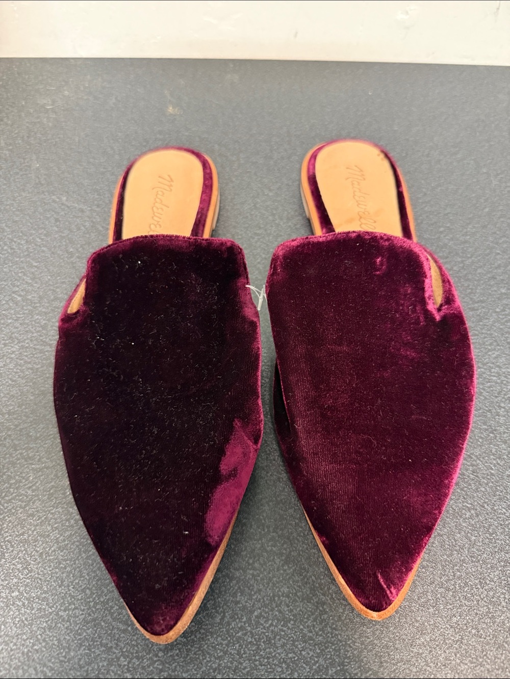 Madewell Burgundy Velvet Pointed Slip-On Mules